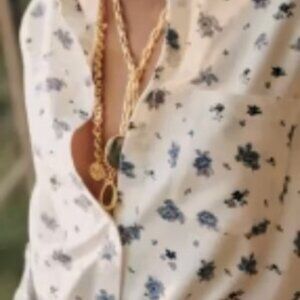 Sezane Tomboy Shirt Imprimé Roses Bleues - Size 44